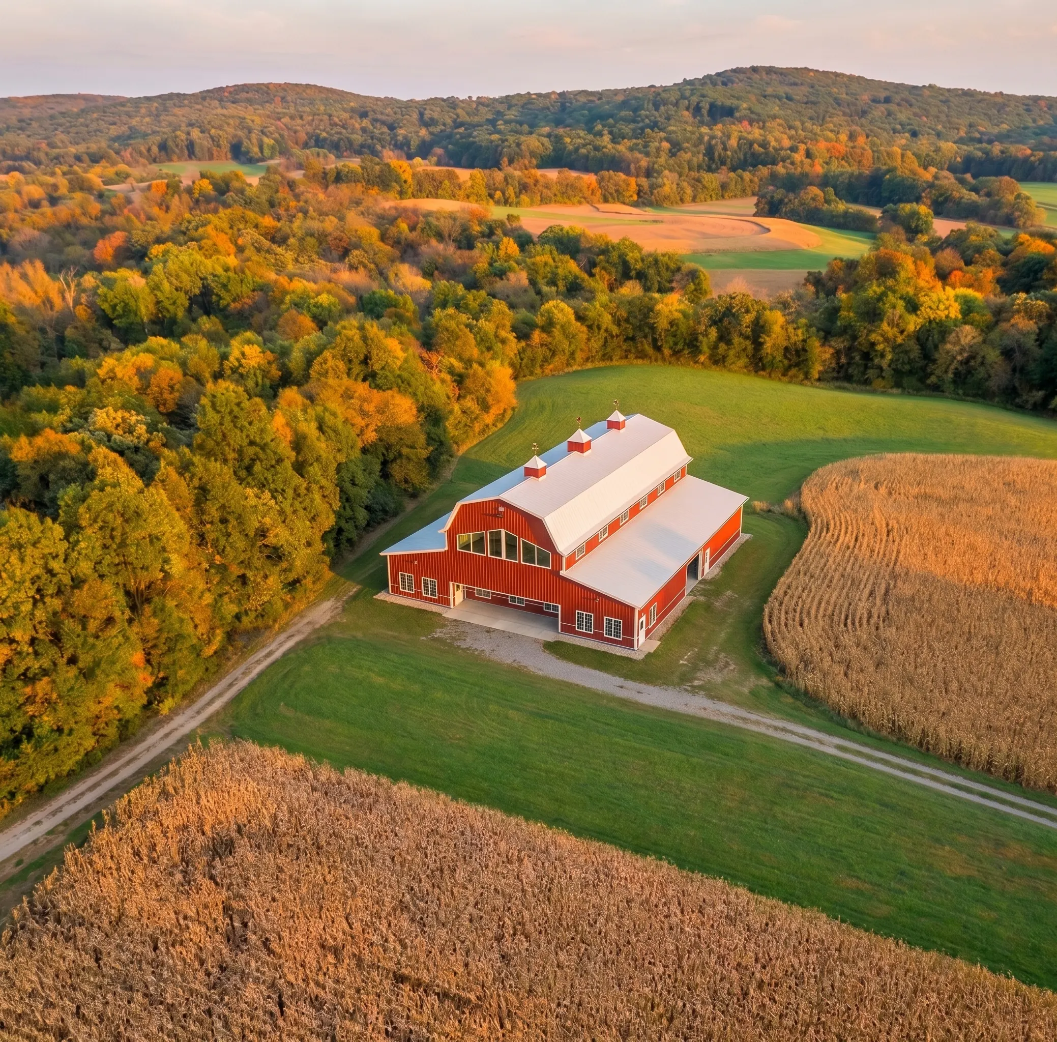 An MPB post-frame building on Wisconsin farmland